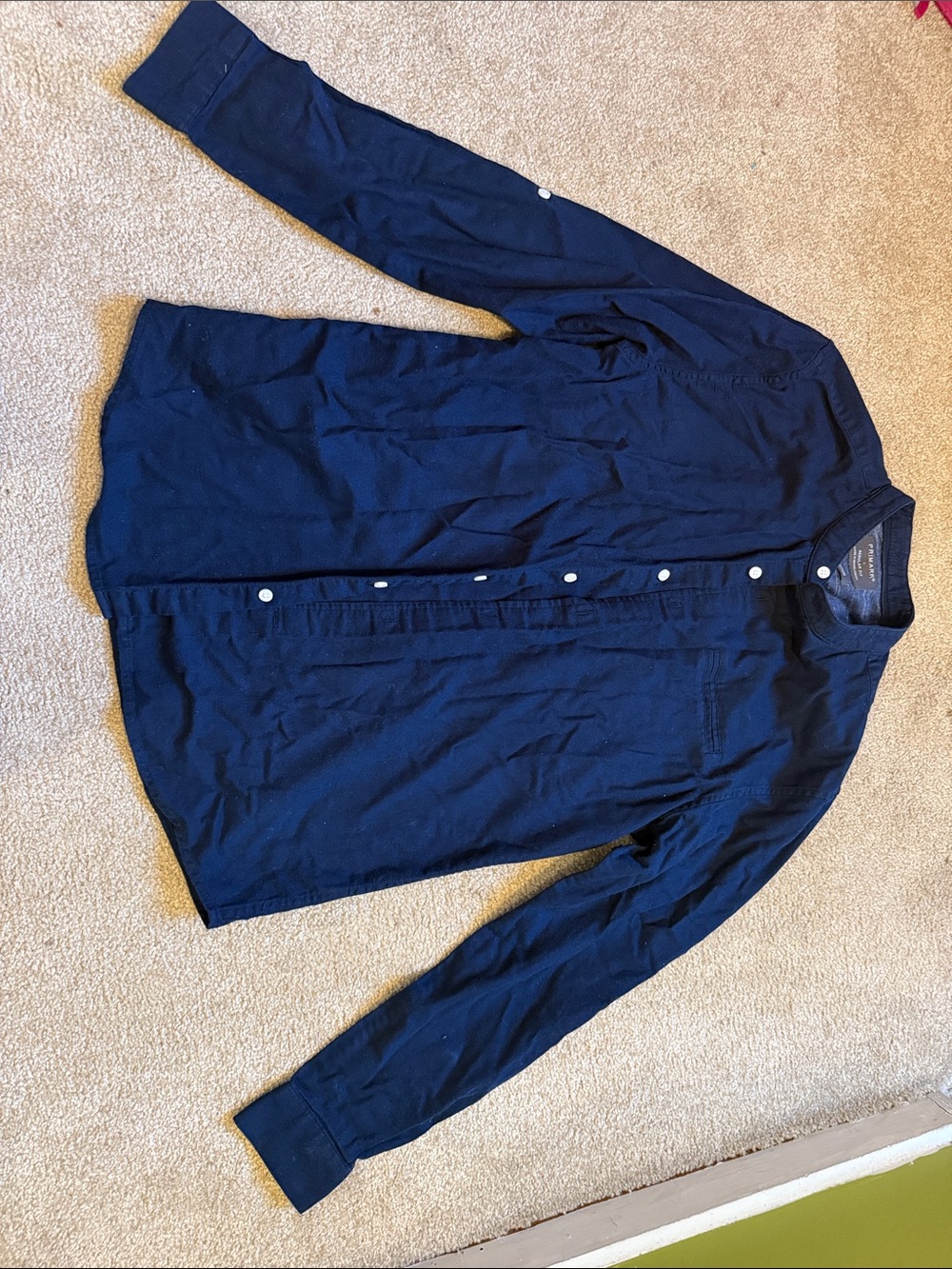 Men's Navy Button-Up Shirt Jacket